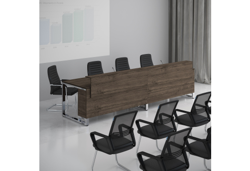 Стол для переговоров Кенвуд Конференц, цвет брауни + металл-глянец