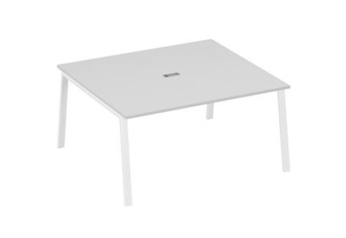 Стол для переговоров Мира Трио, цвет серый + белый