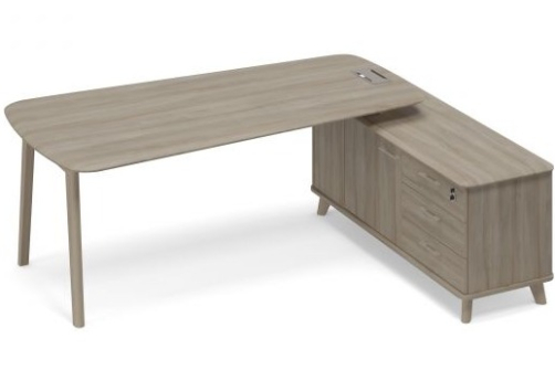 Стол руководителя на опорной тумбе правый (тип 3) Види Вуд, цвет вяз