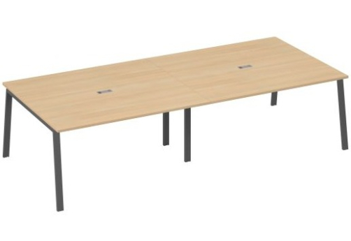 Стол для переговоров Мира Трио, цвет натуральный дуб + антрацит