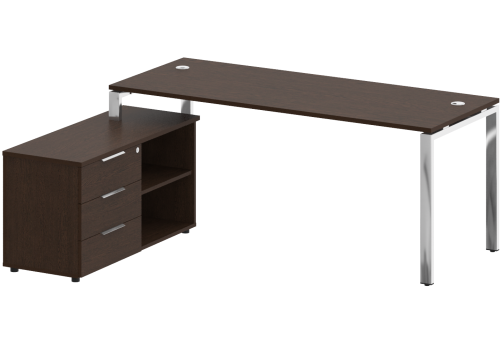 Стол руководителя с опорной тумбой левый, цвет венге