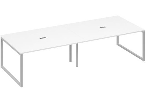 Стол для переговоров прямоугольный Мира Одри, цвет белый премиум + серый