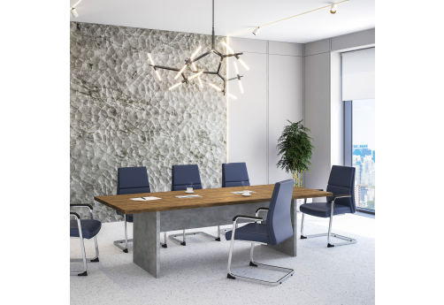 Стол для переговоров Монреаль, цвет дуб + бетон