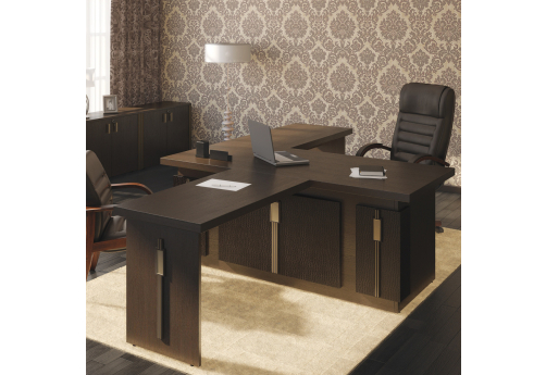 Стол письменный с боковой приставкой и брифинг-приставкой Доминго, цвет венге