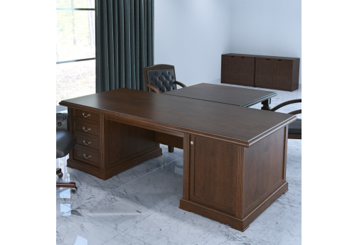 Стол письменный с брифинг-приставкой Берген, цвет темный орех