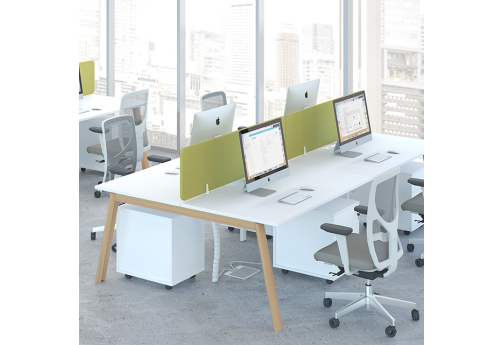 Стол составной на 4 рабочих места с вырезами Флориан, цвет белый