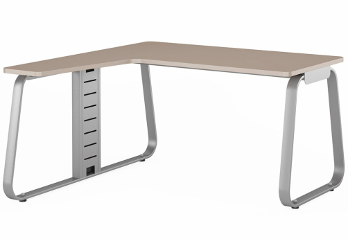 Рабочая станция эргономичная левая (углы скругленные) Валетта, цвет серый камень