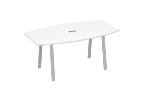 Стол для переговоров Мира Трио, цвет белый премиум + серый