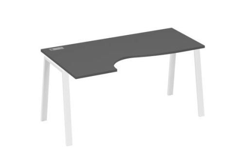 Стол эргономичный левый 160 Мира Трио, цвет антрацит премиум + белый