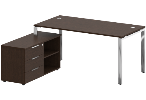 Стол руководителя с опорной тумбой левый, цвет венге