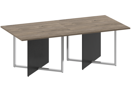 Стол для переговоров двойной, цвет тиквуд темный + графит