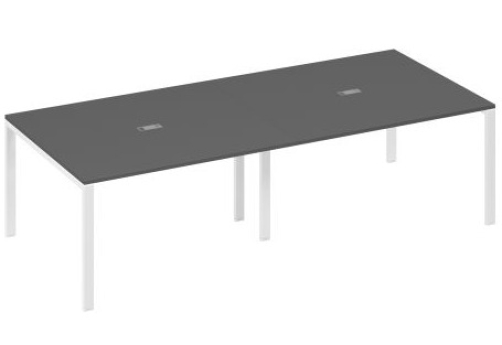 Стол для переговоров прямоугольный Мира Нумо, цвет антрацит премиум + белый