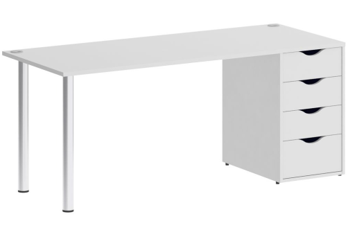 Стол письменный с тумбой 4 ящика, цвет белый