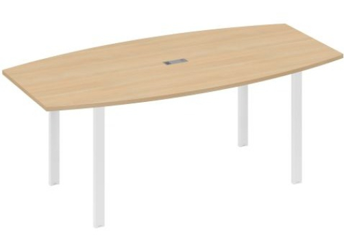 Стол для переговоров фигурный Мира Нумо, цвет натуральный дуб + белый