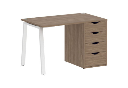 Стол письменный с тумбой 4 ящика, цвет дуб аризона + белый