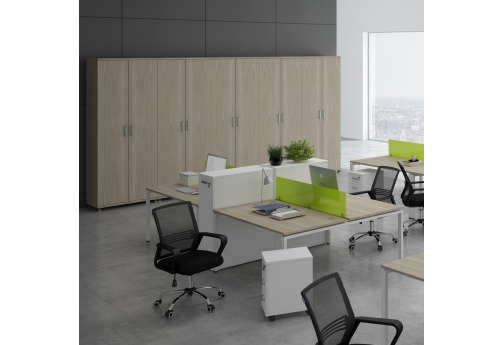 Рабочая станция на 4 человека Деко Прима, цвет шамони светлый