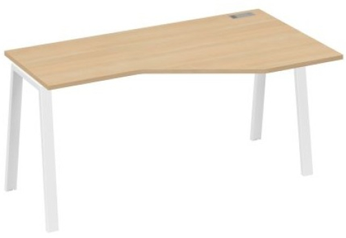 Стол эргономичный правый Мира Трио, цвет натуральный дуб + белый