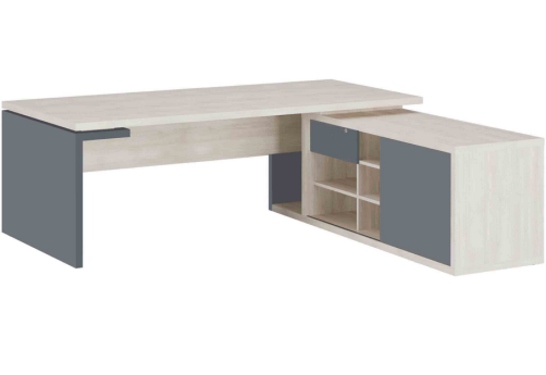 Стол рабочий на опорной греденции правый Петра, цвет светлый дуб + антрацит