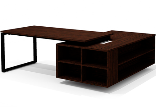 Стол руководителя на опорной тумбе левый Некста Директ, цвет венге + черный