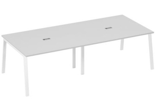Стол для переговоров Мира Трио, цвет серый + белый