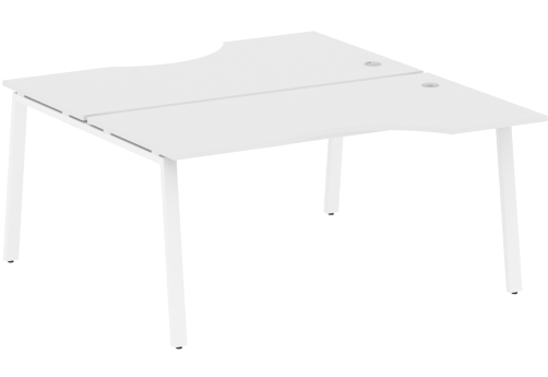 Стол на 2 рабочих места эргономичный, цвет белый