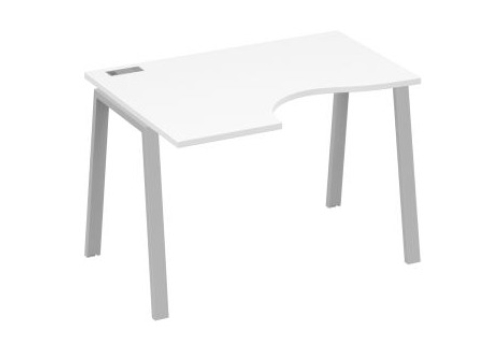 Стол эргономичный левый 120 Мира Трио, цвет белый премиум + серый