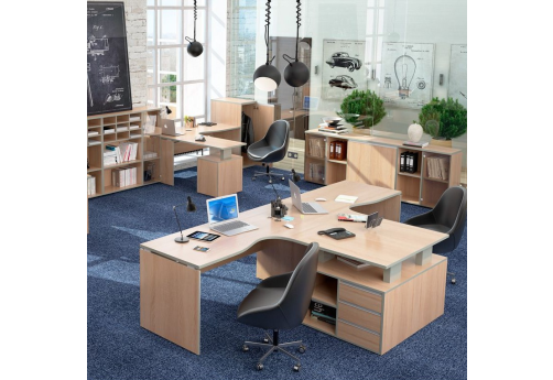 Составной стол на 2 рабочих места с тумбами Валенсия, цвет сосна карелия