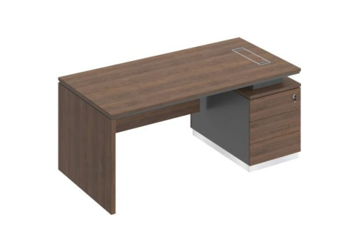 Стол руководителя (опора ДСП) на опорной тумбе Римини Т, цвет дуб темный + антрацит + дуб темный
