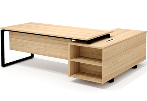 Стол руководителя на опорной тумбе левый Некста Директ, цвет вяз + черный