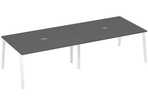 Стол для переговоров Мира Трио, цвет антрацит премиум + белый