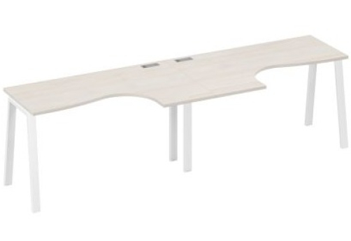 Рабочая станция эргономичная 2х140 Мира Трио, цвет дуб шамони + белый
