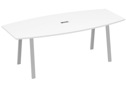 Стол для переговоров Мира Трио, цвет белый премиум + серый