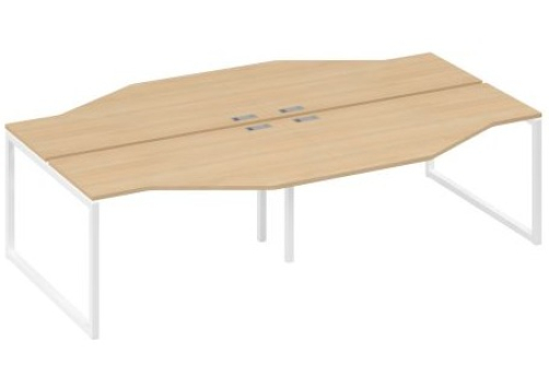 Рабочая станция эргономичная (4х140) Мира Одри, цвет натуральный дуб + белый