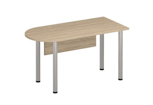 Стол письменный полукруглый на хромированных опорах с экраном Тарли Хром, цвет вяз светлый