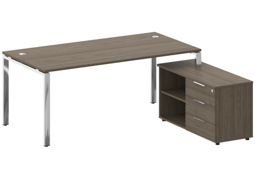 Стол руководителя с опорной тумбой правый, цвет вяз