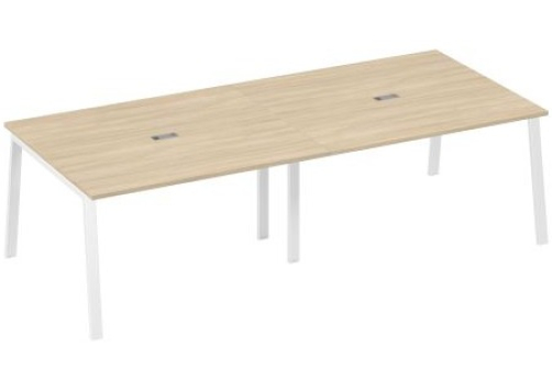 Стол для переговоров Мира Трио, цвет дуб скандинавский + белый