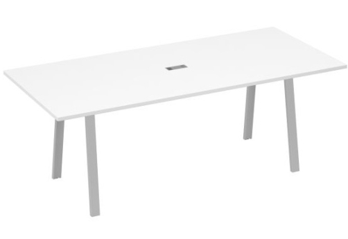 Стол для переговоров 220 Мира Трио, цвет белый премиум + серый
