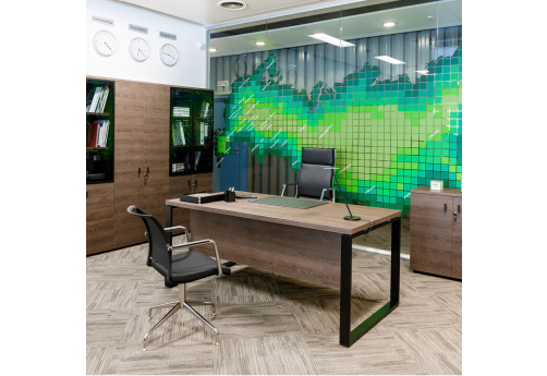 Стол рабочий с передней панелью Гавана Металл, цвет табак + черный