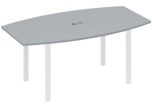 Стол для переговоров фигурный Мира Нумо, цвет серый + белый