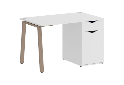 Стол письменный с тумбой, цвет белый + мокко
