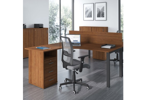 Эргономичный стол левый Тиана Металл, цвет орех