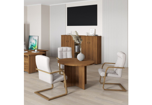 Стол для переговоров круглый Мансберг, цвет орех