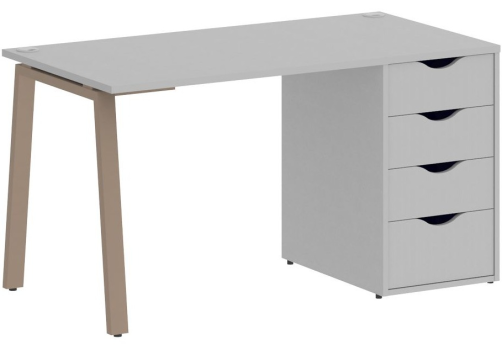 Стол письменный с тумбой 4 ящика, цвет серый + мокко