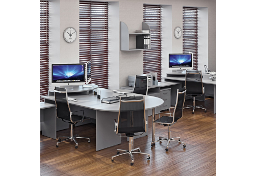 Рабочая станция на 2 человека Грей, цвет серый