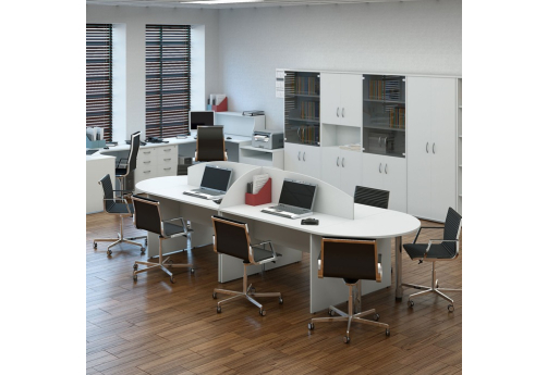 Стол на 4 рабочих места с приставками Айсберг, цвет белый