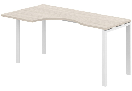 Стол эргономичный левый Индиго Сет, цвет дуб светлый + белый