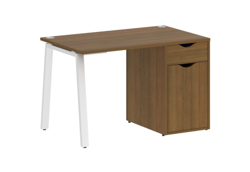 Стол письменный с тумбой, цвет орех + белый
