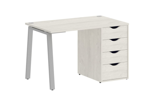 Стол письменный с тумбой 4 ящика, цвет дуб наварра + серый