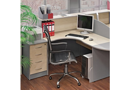 Стол письменный эргономичный левый Комби Клен, цвет клен металлик