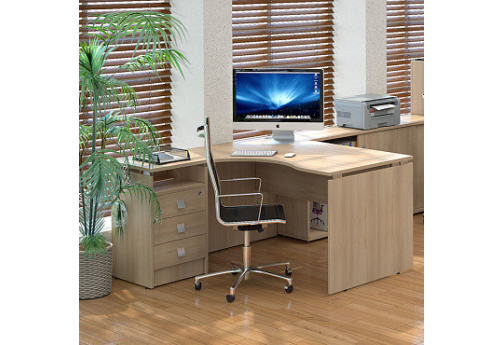 Стол эргономичный левый с тумбой Болеро, акация